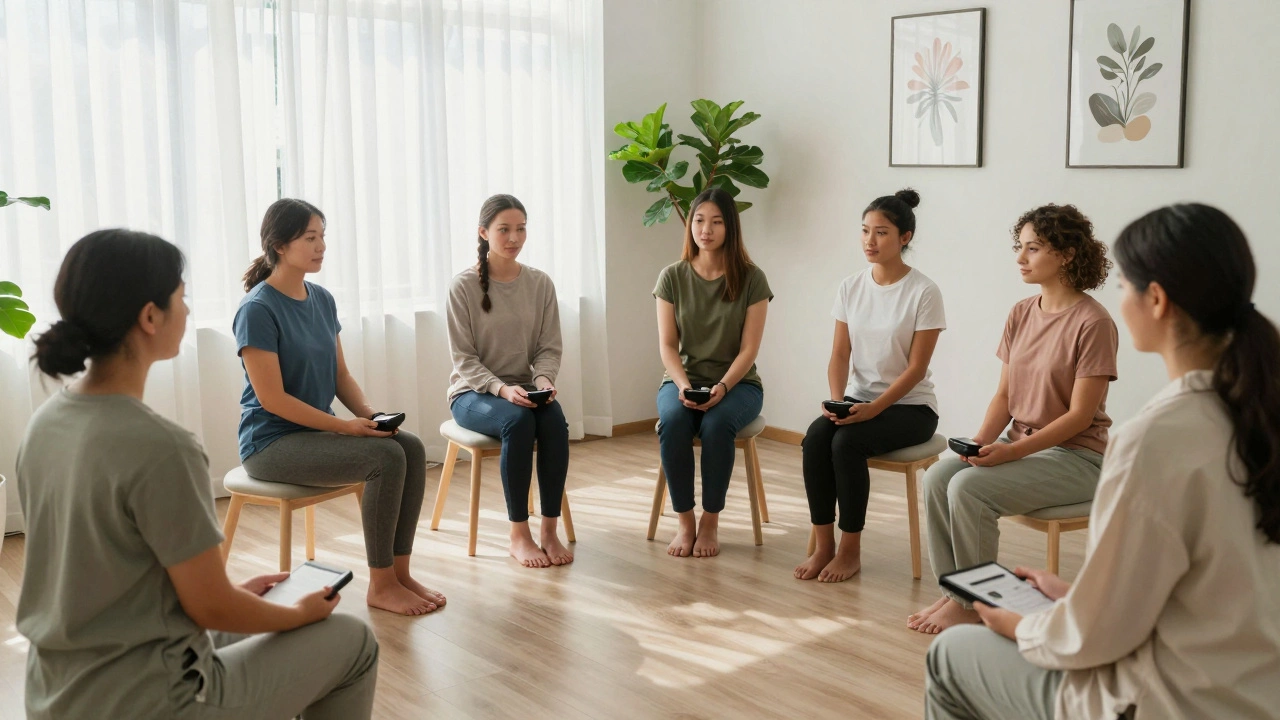 People in a wellness center receiving gentle therapeutic touch from trained professionals.